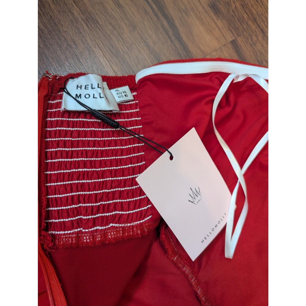 Hello Molly Hot Vibes Mini Dress Size XL Red Wrap Dress NWT Coastal Cowgirl - Picture 5 of 6